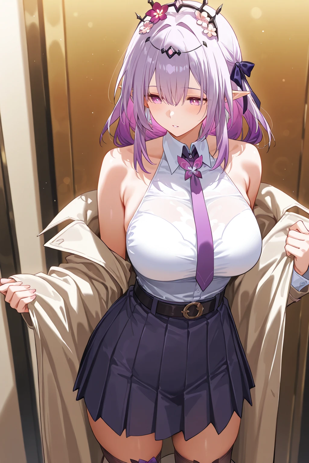 kyokokirigiri, kyoko kirigiri, (braid:1.1), hair behind ear, long hair, (side braid:1.1), light purple hair, hair ribbon, ribbon, (purple eyes:1.1), (small breast:1.2),
BREAK bikini, (enormous gigantic breasts:1.4, cleavage, cute hips, thin waist, pussy juice, spreading legs:1.5, wet panties, miniskirt , putting up a leg),
BREAK indoor, bedroom ,
BREAK looking at viewer,
BREAK (masterpiece:1.2), best quality, high resolution, unity 8k wallpaper, (illustration:0.8), (beautiful detailed eyes:1.6), extremely detailed face, perfect lighting, extremely detailed CG, (perfect hands, perfect anatomy),