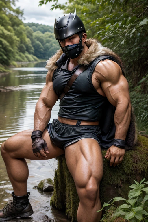 A detailed illustration furry wolf immensely plump morbid extremely thick thighs wearing only red swim trunks, He wears a bandana around his neck, long military boots, several nordic bracelets on the wrist, torn and dirty t-shirt he holds a baseball bat full of huge steel spikes
, Design de camiseta, Splashing Tree Leaves, Design de camiseta, pastel tetradic colors, arte 3D vetor, fofo e peculiar, arte de fantasia, efeito aquarela, Bokeh, Ilustrador Adobe, handdrawn, pintura digital, baixo poli, soft lighting, Aerial view, isometric style, retro aesthetics, focado no personagem, 4k resolution, photorealistic rendering, usando Cinema 4D