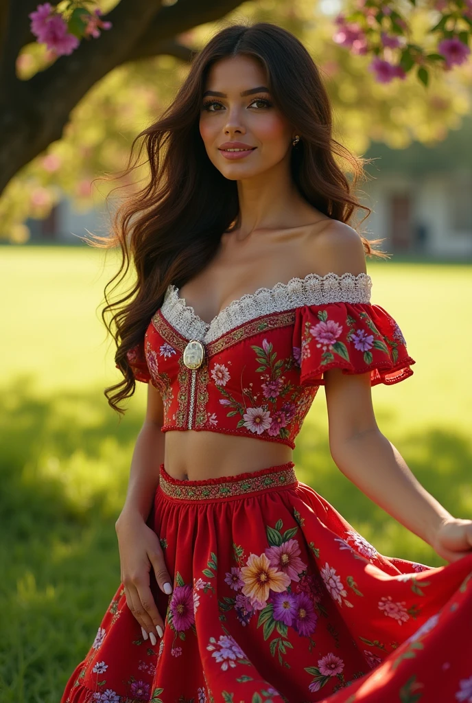 Olivia Wilde dressed in traditional Mexican clothing and smiling