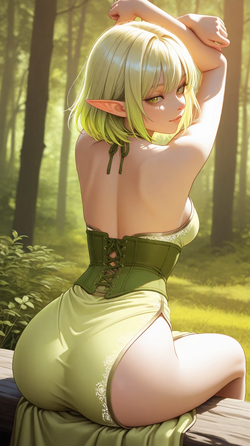 (Naked:1.3), (Transparent lingerie:1.4), (a white bikini:1.4),(Blushing face:1.4), Smiling, Cowboy Shot, ((G Cup)),Light blue hair, nipples, big breasts, Your ass,Angle from behind,There is starlight in the eyes,cabelos preto e longos,Spread thighs,florals, Bow knot, Blushlush,playing in the water、Lots of flowers are blooming