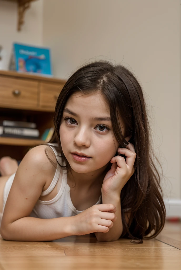 Light skin biracial 10 years old girl with golden blond hair and brown eyes