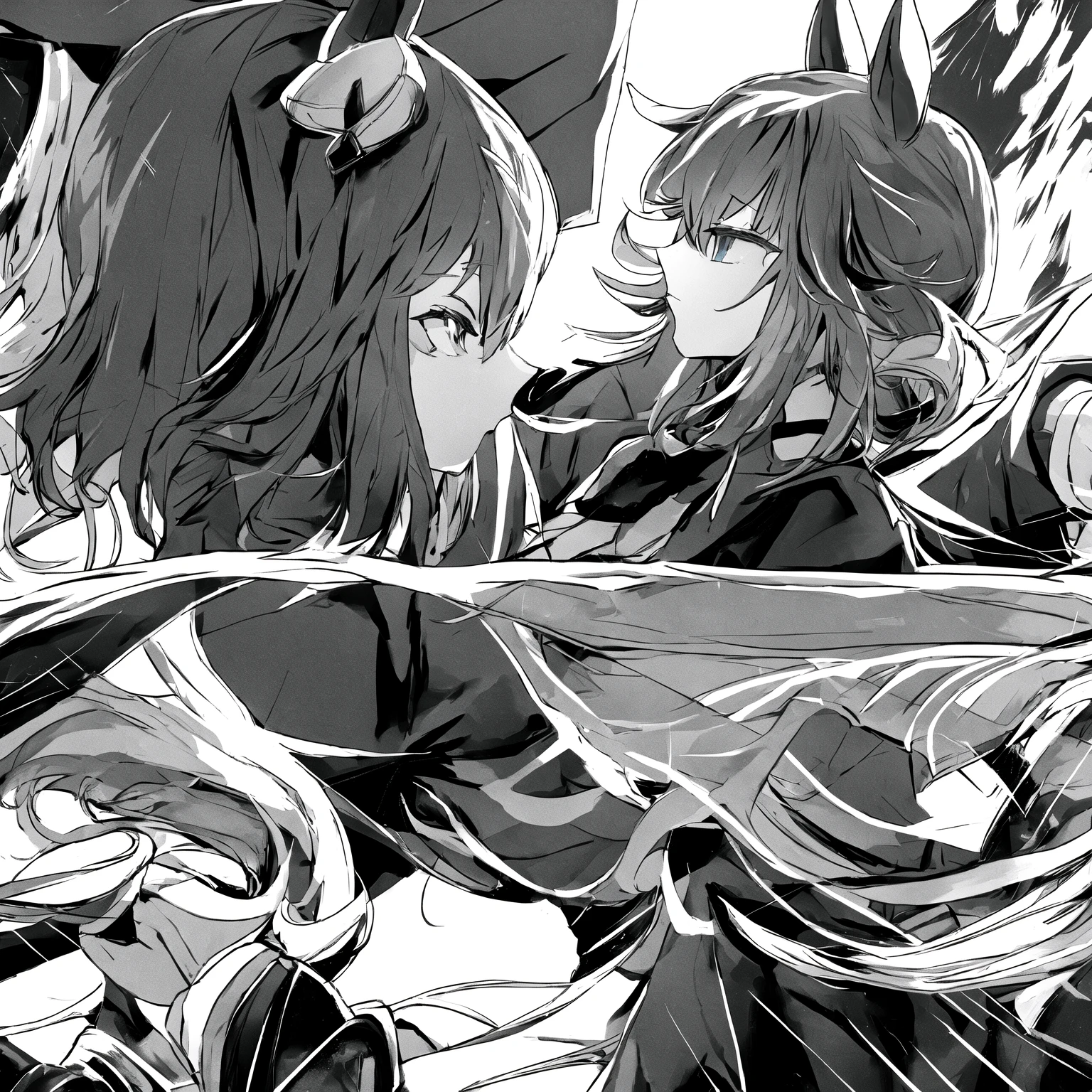 twins,same character,cat fight,lesbian battle,angry,glaring at each other,panties