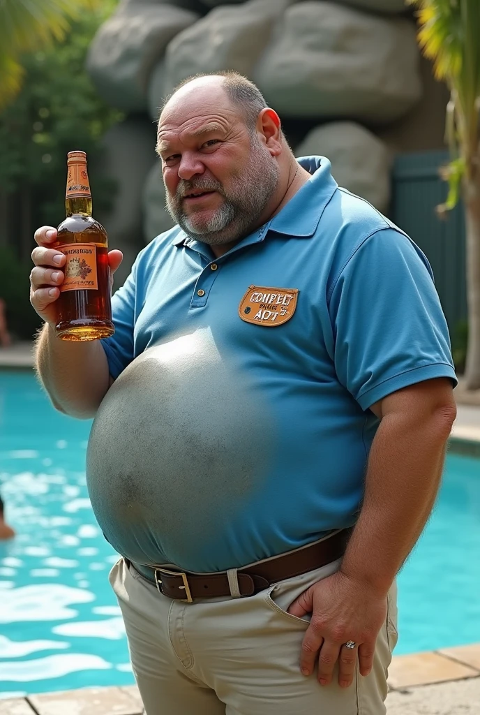 Man crushed by fat man with exposed belly at hot spring