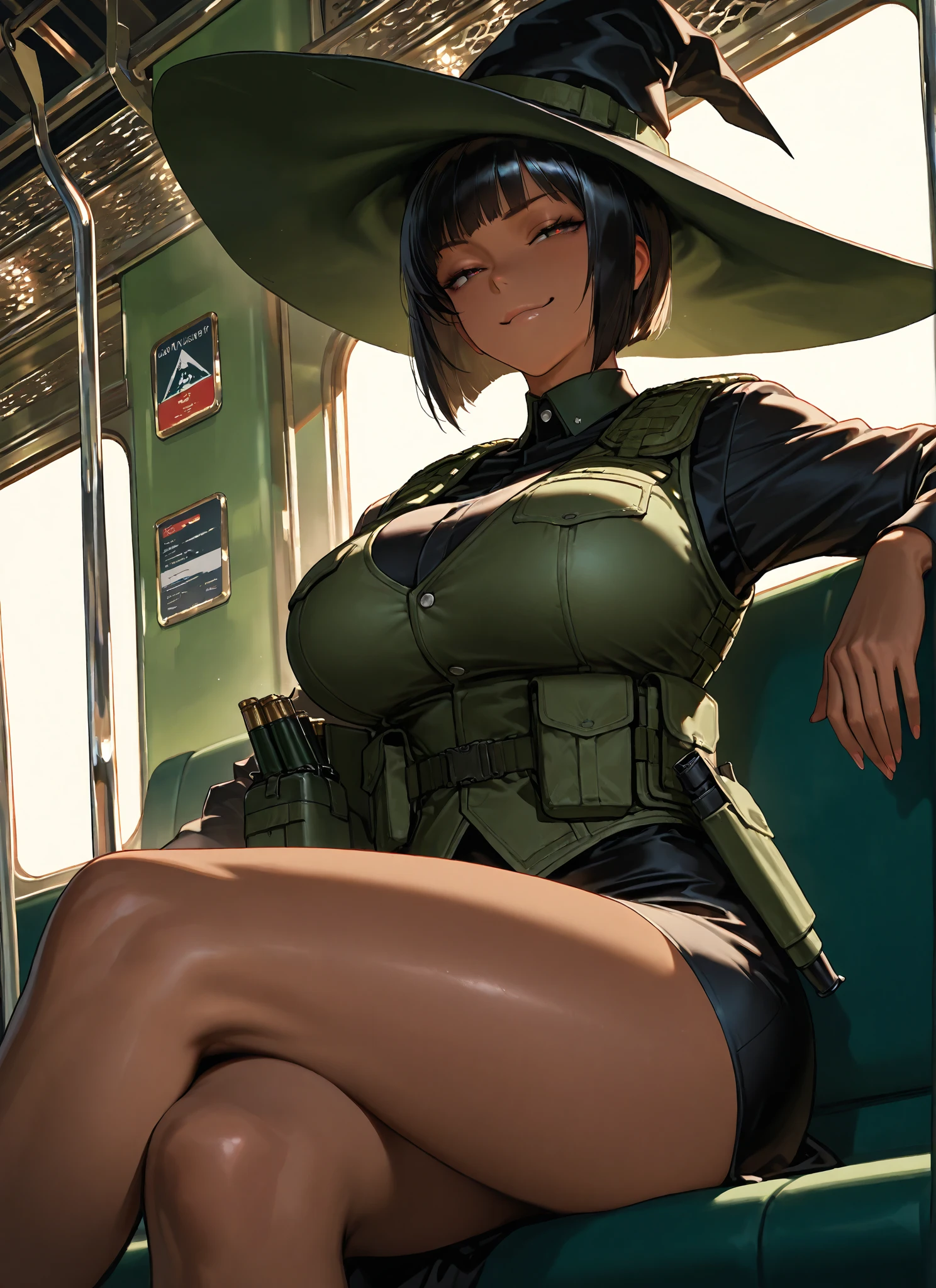 1female，35yo，plumw，extremely large bosom， 独奏，（Background with：Tropical airport，Planes，tanks，Army，） She has short blonde hair，Standing in the cabin，，seen from the front， hair straight， mostly cloudy sky，（（（tmasterpiece），（Very detailed CG unity 8K wallpaper），best qualtiy，cinmatic lighting，detailed back ground，beatiful detailed eyes，Bright pupils，Blue eyes，（Very fine and beautiful），（Beautiful and detailed eye description），ultra - detailed，tmasterpiece，）），facing at camera，A high resolution，ultra - detailed），revealing breasts，Bare genitalia，  Bulge，legs are open，Raised sexy，Camel toes，Flushed complexion，Desire for dissatisfaction，frontage，British pilot，military hat（Wearing：Dark green bomber jacket，Black pantyhose）