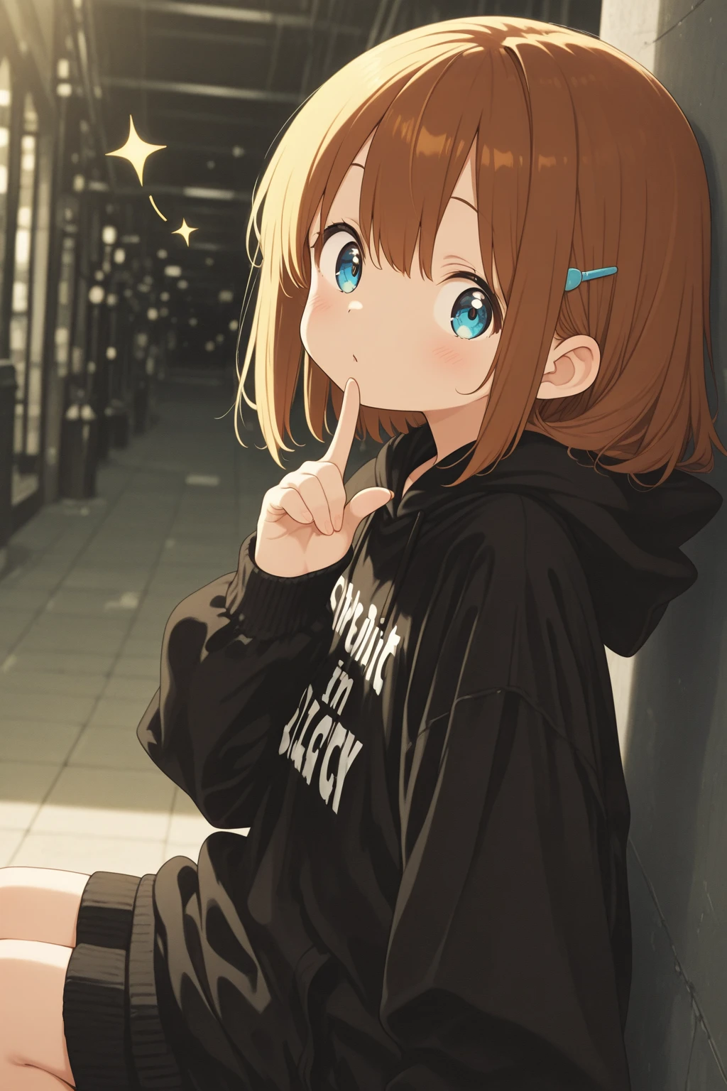 Mycotrose, Brown eyes,Brown Hair,short hair,Small breasts,Oversized black hoodie,Baseball hats,Shorts,boots,Both hands are in the pockets of the hoodie,Sitting on the stairs,night,moonlight,whole bodyがイラストに入るように, break looking at viewer, whole body, break outdoors, Building district, break (masterpiece:1.2), Highest quality, High resolution, unity 8k wallpaper, (shape:0.8), (Beautiful and beautiful eyes:1.6), Highly detailed face, Perfect lighting, Highly detailed CG, (Perfect hands, Perfect ???????),