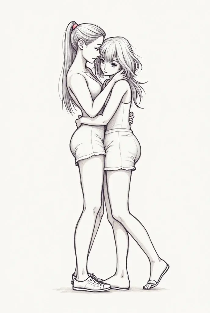 A drawing of a woman holding a man's hand as he sits down., Couple pose, outoutline, simple straight lines, concept art of love, perfect straight line, outline, thick straight lines, concept piece, Passionate poses, clean straight lines, my actions, Arms around her neck., line art!!, Bold straight line, outline drawing, Endoscopy