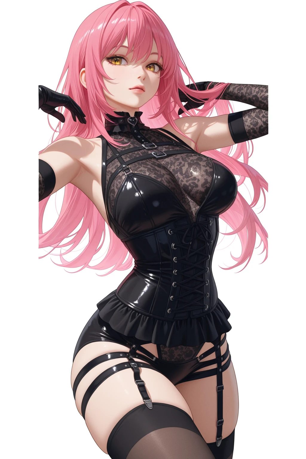 Nicole starts (1.5&oversize&pony) | Genless Zone Zero,latex clothes, collar shirt, pencil skirt, black pantyhose, ((office)),((company)),((Mesugaki)),