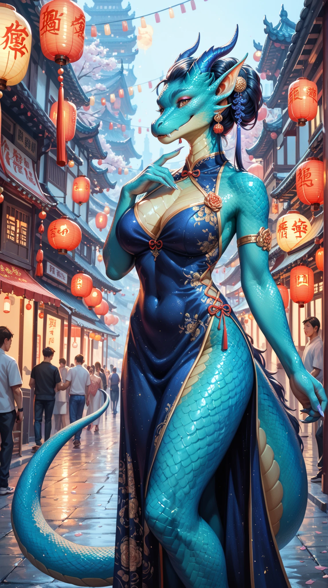 Full body portrait, young and beautiful woman in latex bodysuit (ultramarine blue) from _China_, highly detailed eyes and face, beautifully detailed eyes, beautifully detailed lips, beautiful woman, with bangs, very long straight black hair, braided into a single ponytail high on the head, (3 peacock tail feathers on head as a hair ornament: 1.55), night, on the roof of a big city building:1.3, realistic, photorealistic, natural light, glowing skin, hands on knees, (squatting with legs wide apart: 1.3), anatomically correct body structure, cold lighting, dark and gloomy atmosphere, cinematic lighting, dramatic, high quality, photorealistic, 8k, masterpiece, portrait photography, Chloeme