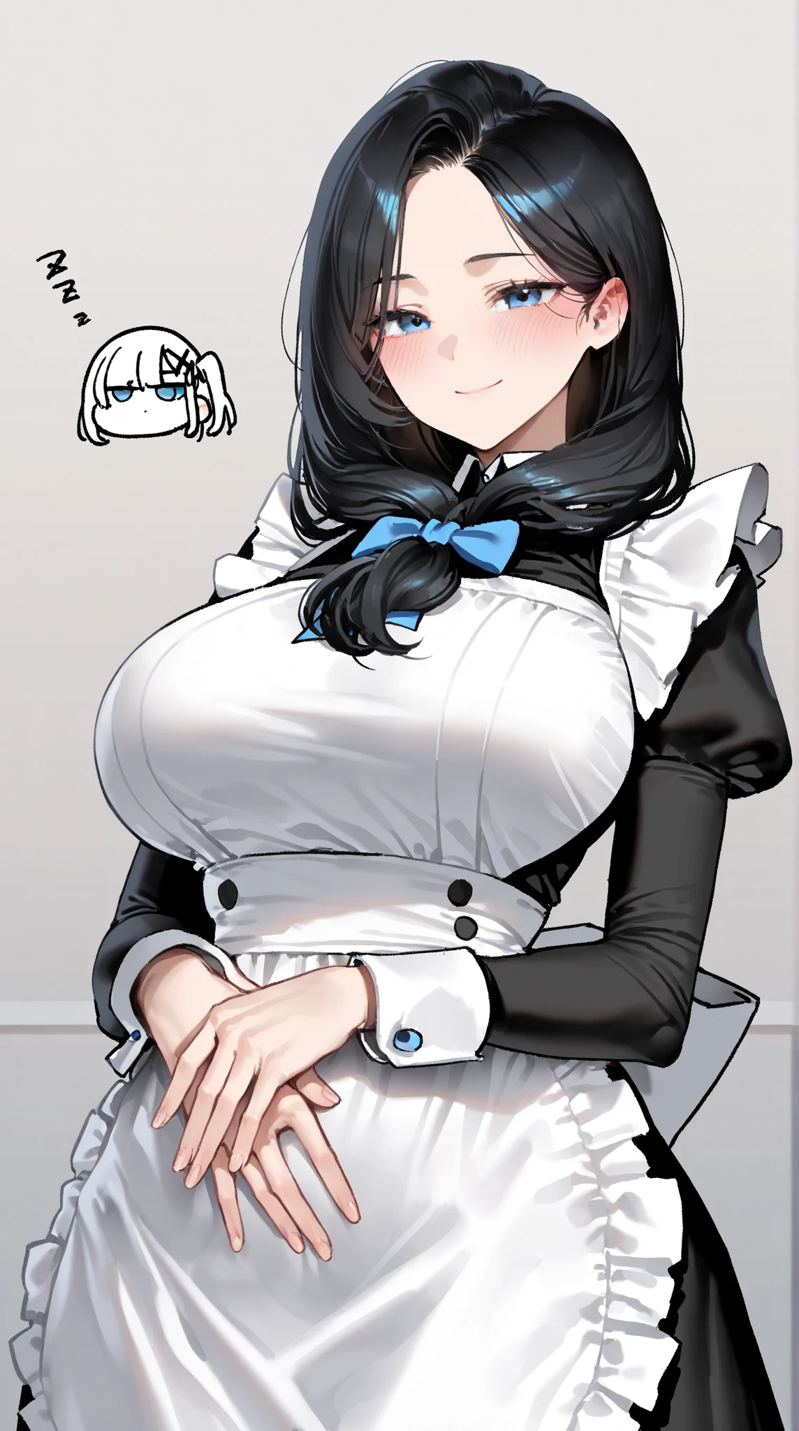 tsukino mito,Long black hair,Hair Clip、blush、The whole body is visible、Huge breasts、Handjob、slim:1.5、White Cat Lingerie, choker, Neck bell、白いcat paw gloves、Huge penis、Half-closed eyes