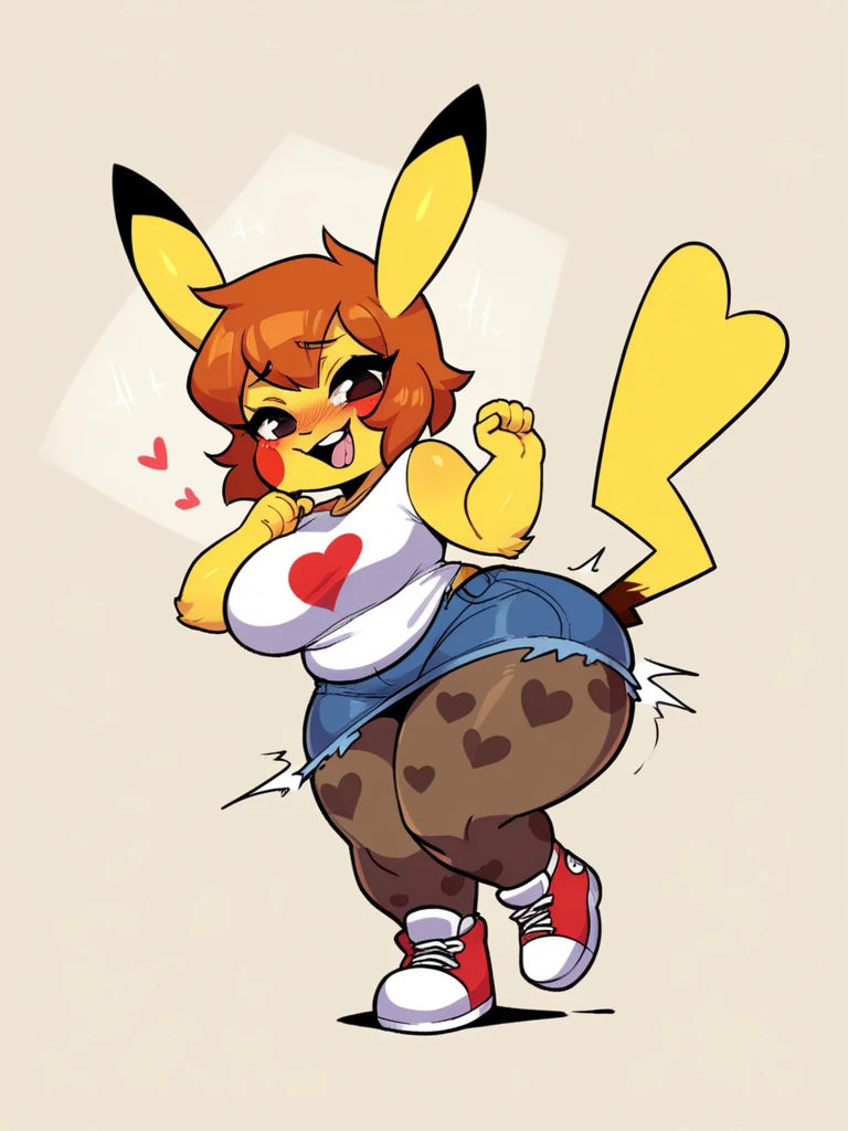 woman transforming into pikachu. transformation, big ?????, ????, yellow skin