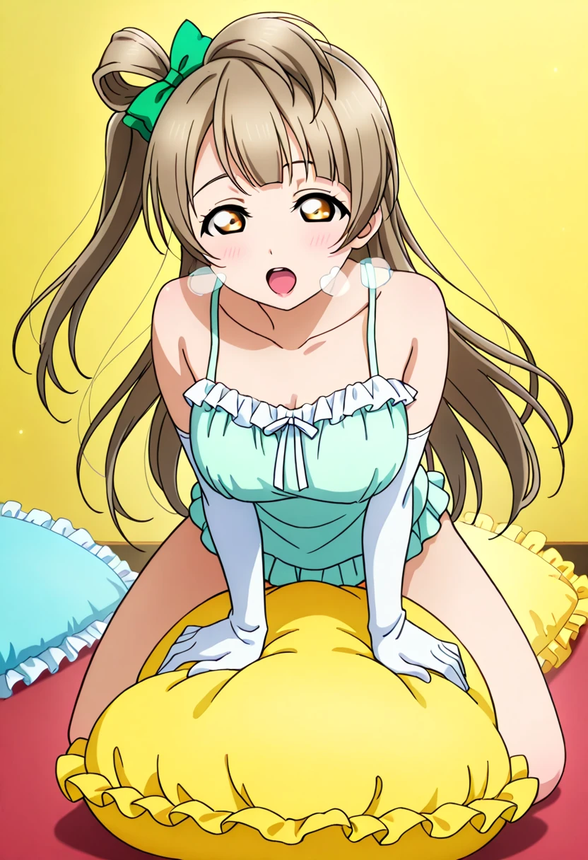(best quality, masterpiece:1.2), (1girl, solo:1.2), cute, smile, (looking at viewer, solo focus:1.2), light on face, hanamaru kunikida, white lace underwear, white lingerie, white lace camisole, collarbone, masterpiece:1.5, high quality, white lace panties, blush, highest quality, very detailed,1 girl, alone, wide-eyed, looking at the viewer, on bed, smile, blush, Sweat, cute, ((spread legs)), lying, on back, knees up, white background, camel toe, pussy juice, light on face, large chest, slim leg