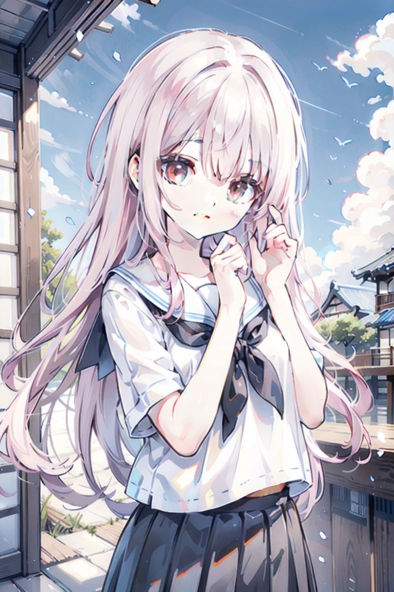 The strong wind is showing her white cotton panties、The strong wind is showing her white cotton panties、Kyoko Otonashi　Maison Ikkoku Low Angle、Long skirt、強風でHolding the flipping skirt with your hand、The strong wind is showing her white cotton panties、:((Holding the flipping skirt with your hand))