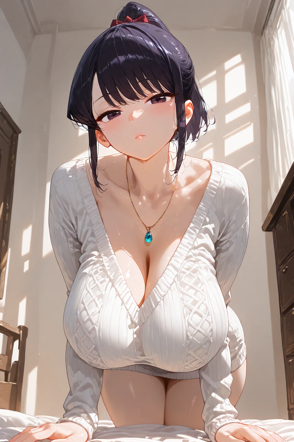 (((masterpiece, best quality))), (((superior quality))), cute girl, ((extremely detailed girl)), ((huge breasts)), yukata, (bare shoulders), strapless top, random expression