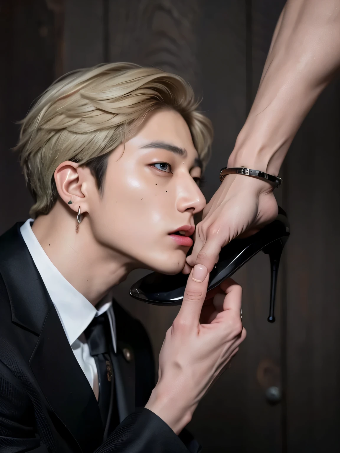 sharp man with black hood and a tattoo on his arm, Jungkook, Ulzzang masculino, Jung Jaehyun, em um moletom preto, homem sul-coreano, vestindo um moletom preto, Jinyoung Shin, taejune kim, adorable and pale korean face, hyung tae, profile picture with headshot, inspirado em jeonseok lee, em um moletom, rosto preciso do Jimin