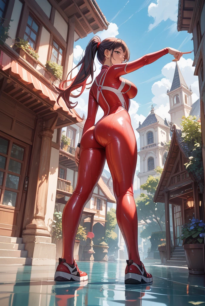 1 girl,Sarada Uchiha,Very big breasts,trained body,full body,big ass,from the front,standing still,standing in a garden,Red tight tank top,bauchfrei,sleeveless,skinny jeans,sweet smile,sharp focus,beautiful girl, realistic, stunning realistic photograph, full lips, 3d render, octane render, intricately detailed, cinematic, trending on artstation | Isometric | Centered hyperelliptic cover photo awesome full color, high definition , cinematic, Rough sketch, mix of bold dark lines and loose lines, bold lines, glowing, lighting , focused, highly detailed hairs