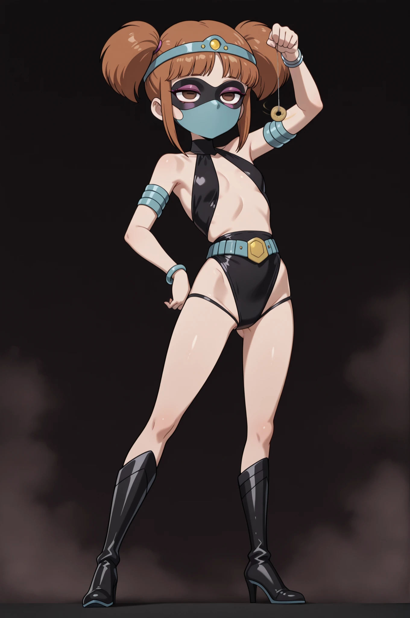 Tan, tanned skin, swimsuit, V-shaped swimsuit, swimsuit with very little fabric, showing too much skin, exposing navel, no underwear except for ultra-thin V-front micro plunge., ((Super thin V-front micro plunge only)), ((Black super thin V-front micro plunge only))