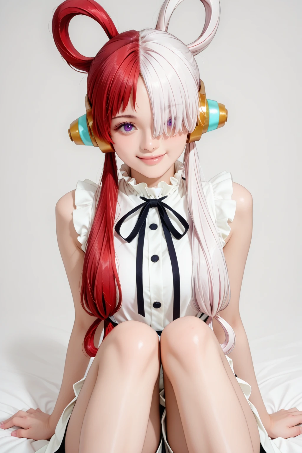 1girl, crkparfait, long hair, white hair miltocolored hair, fruit, food <lora:parfait_cookie:1>