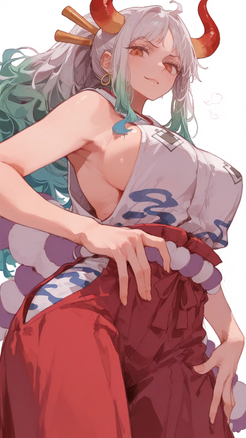 score_9, score_8_up, score_7_up, source_anime, sex, long penis, cum shot in penis, big. breasts, dress, 1 boy, 1 girl, woman on top,Concept - better cheek pinching and mouth pull, penis clamped by breasts, open your mouth, drooling, squirting, cum in pussy, Yamato (One Piece)