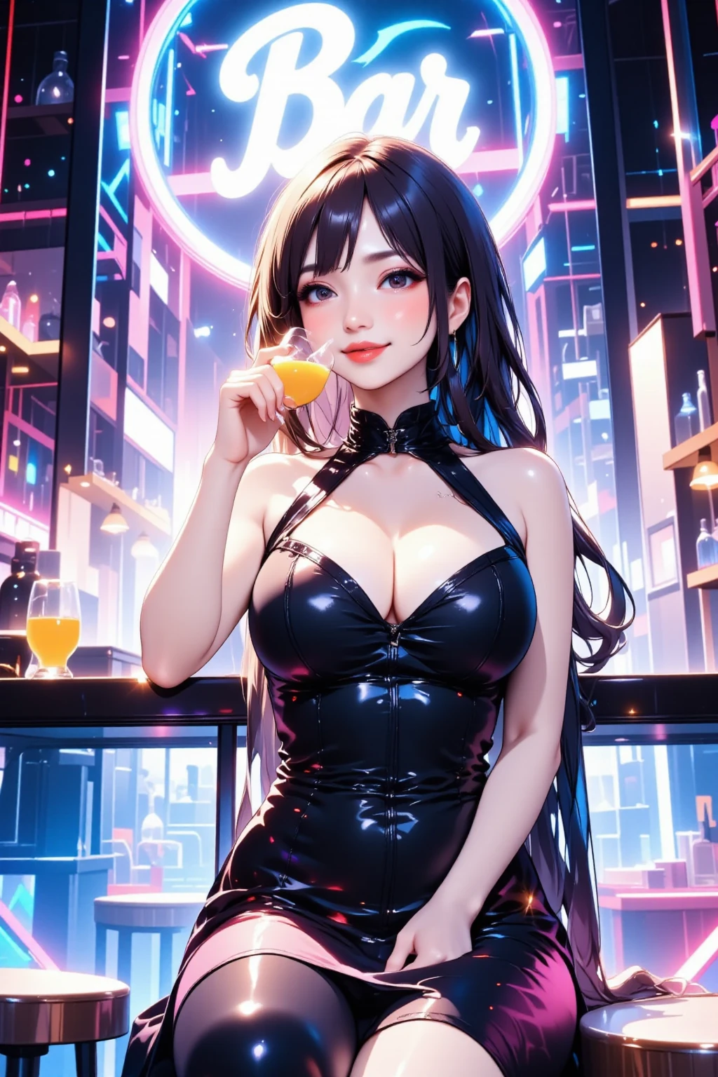 Highest quality, Super quality, 16K, Incredibly absurd, Very detailed, delicate and dynamic, SFW, Natural light, Small particles reflect light, Diffuse reflection of light, Vortex of Light, Lots of starlight, fire works, roof top pool of Marina Bay Sands Singapore, night, moon, 水面にmoonが映る, night景, Create amazing image effects, pool side bar, pool party, Sumptuous cuisine, Upper body close-up, (cute sexy three girls, big busts, Pool party with my girlfriend, Sensual expression, peacefulness, Elegant, Charm, lure, , pool side bar, , シンガポールのnight景, black long hair, Chic swimwear, Sumptuous cuisine, , Tifa Lockhart Final Fantasy VII )