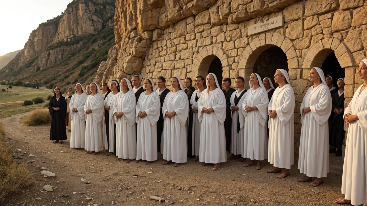 A group of biblical Jewish female models in a village. facefocus