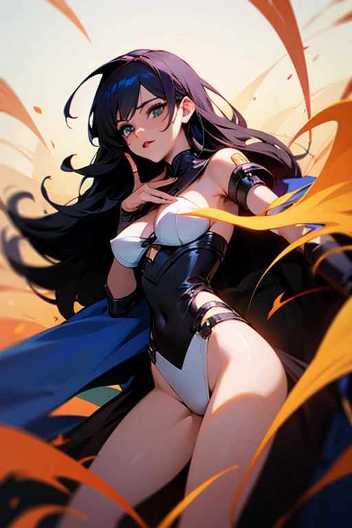 Anime girl in black costume with chain around her neck, seductive anime girl, Anime Moe Artstyle, 4K anime style, Guweiz in Pixiv ArtStation, (Anime Girl), trend in ArtStation Pixiv, anime look of a cute girl, anime style. 8k, detailed digital anime art, digital anime illustration, anime girl, armpit, corset, dark hair ponytail with bangs, white skin, small boobs.