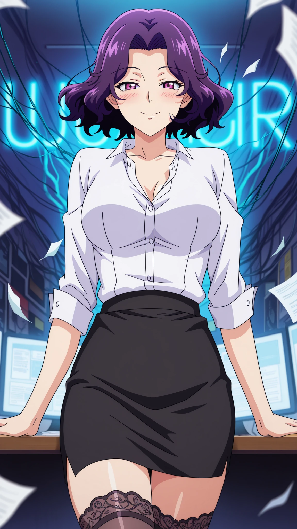 One woman,8k,, Black Hair,Medium Short, ,, Tashigi,, ((masterpiece)), ((highest quality)), (Close ~ eyes),(Open your mouth wide),((sit))),((high resolution)),Very detailed, (White lace panties),((White Shirt)),((Long sleeve shirt)) ,((Troubled expression)),,(Upper Body),Perfect tummy,Perfect navel,((Slender body)),Dark Eyes,,((White lace panties)),((Slender body)), , Strong lighting, High resolution,,,(((((Crystal clear image quality))))), sit, alone,blush,, Glasses,