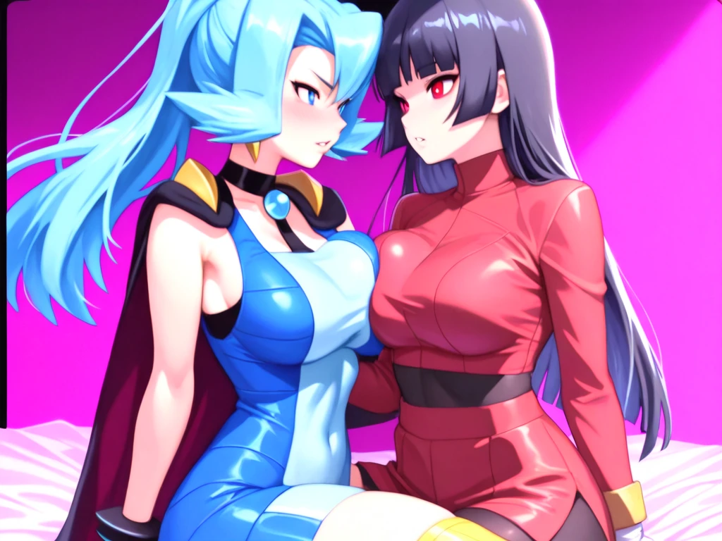 (Cute eyes), (Sparkling eyes), Highest quality,wonderful,finely,Highly detailed CG Unity 8k wallpaper, (Stand in line:1.2), (Three Girls, Cute eyes, Black Hair, blue eyes, (Dark Skin:1,2), Dressed), (Magical Pink Girl Costume,Frilled mini skirt:1.1), (Skinny body:1.3), (Huge breasts:1.3), (Cleavage cutout) ,(Crop Top Belly Button), (Open your mouth:1.1), (Long Tongue:1.1), (Drooling from the mouth:1.1), (Black knee socks:1.1),(Thighs:1.2),(Waistline:1.2)