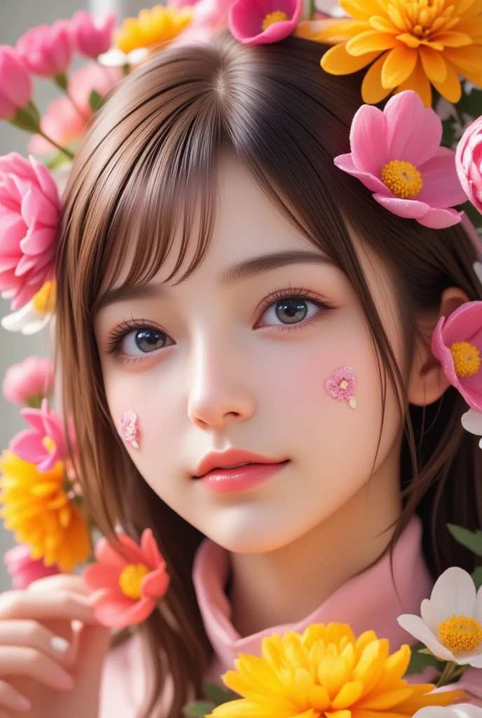 One for a girl, single, zoo, many balloons, happy, happy, perfect quality, clear focus (clutter - home: 0.8), (masterpiece: 1.2) (realistic: 1.2) (bokeh) (best quality) (detailed skin: 1.3) (complex details) (8K) (detail eyes) (sharp focus), (happy)
