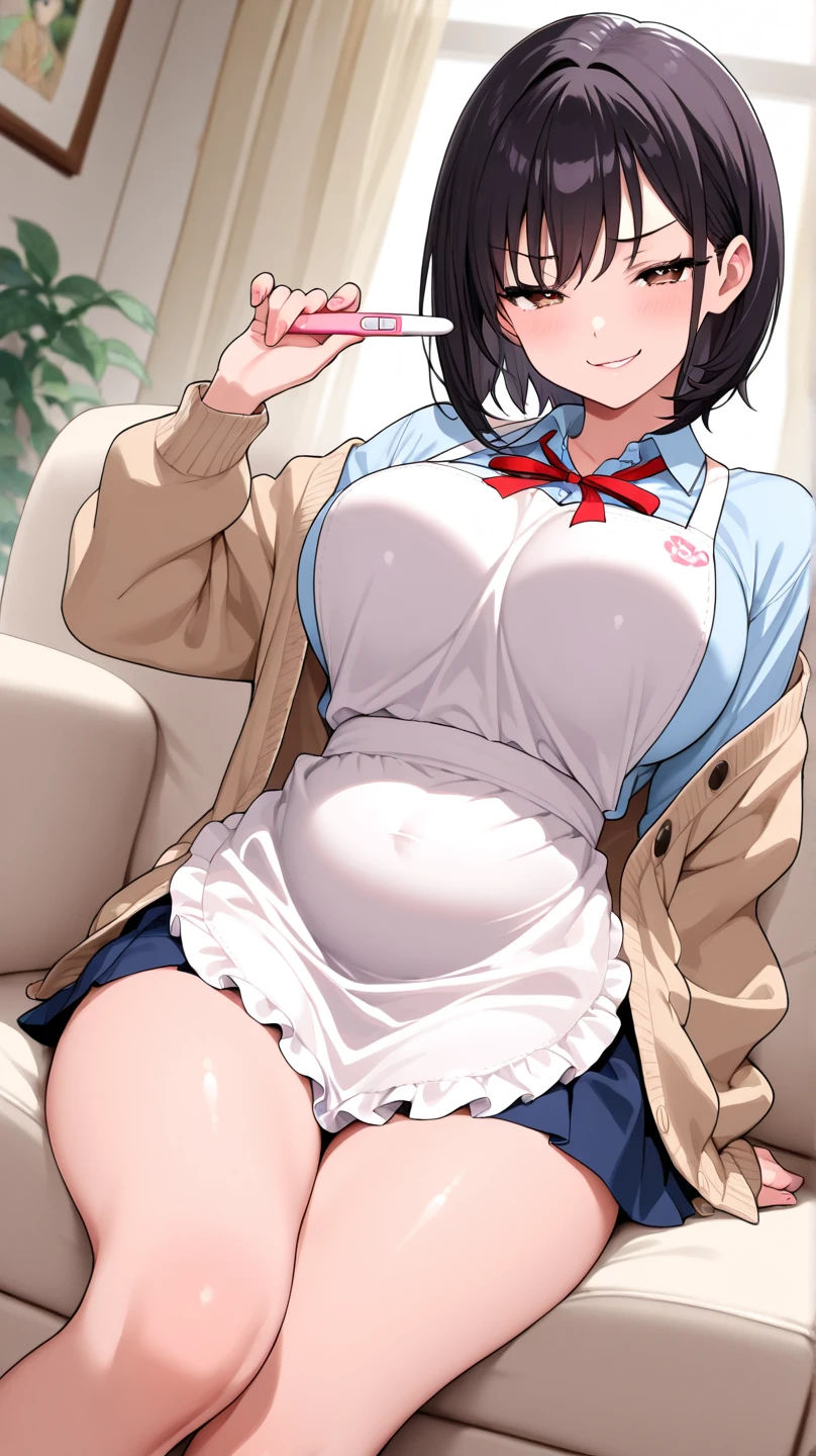(((NSFW))),(((open the front of the blouse:2.4、White bra:1.9))),(((White short sleeve blouse、Red long skirt))),(((Apartment room、Sitting in a chair、Anxious expression)))Mid-length bob cut hair:1.9. Very large breasts:1.6、(((1 Female:1.3))), (((Brown Hair:1.3. Wavy Hair:1.6. Bob Cut Hair:1.9 Round Eyes Beauty:1.3. Shapely breasts, brown eyes, side-swept bangs, red cheeks:1.3 Sweat:1.3)))、(((Top quality masterpiece high resolution perfect human body:1.3))),(((Sweat:1.3,cute:1.3)))