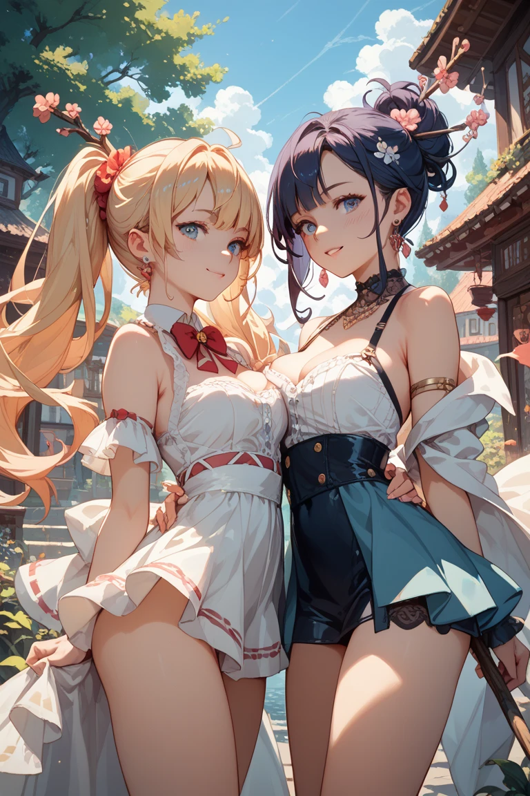 Reimu and Marisa fanning each other with fans