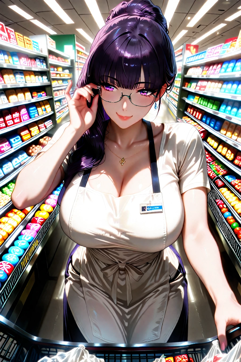 ((masterpiece, best quality)), (1girl),((mature female)), lightpink hair, halo, horn, ((office lady )),bangs,middle breast,(busty),slim,smile, [wide hips],office,standing, aru \(blue archive\),
