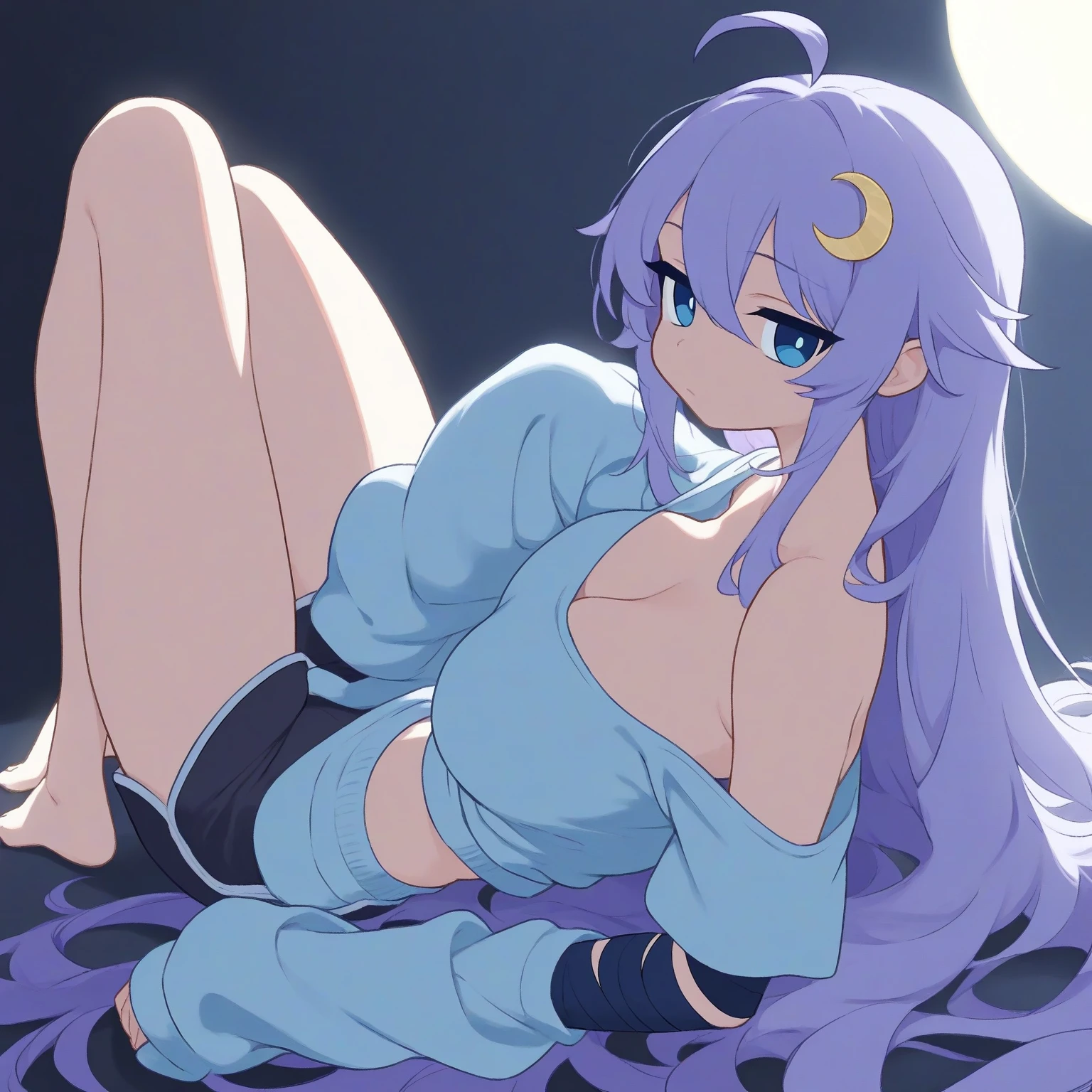 score_9, score_8_up, score_7_up, source_anime, rating_explicit, mature woman, slender body, big long lilac sidecut hair hair, black lipstick, lilac bra, covered in lilac veils, lilac panties, , tatoos, sensuzalizing, lying in a waterfall, night, full moon
, lilac lights, 
