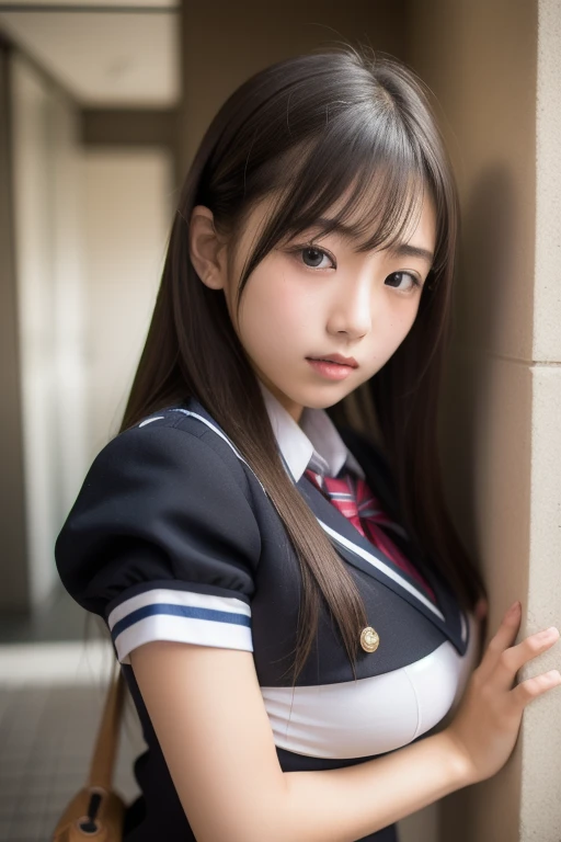 top-quality、masterpiece、1 little girl、A slender、length hair、small tits、Summer uniform、hyperdetailed face、Detailed eye、二重まぶた、pleatedskirt、knee high socks、full bodyesbian、without background、Beautiful abs、a navel