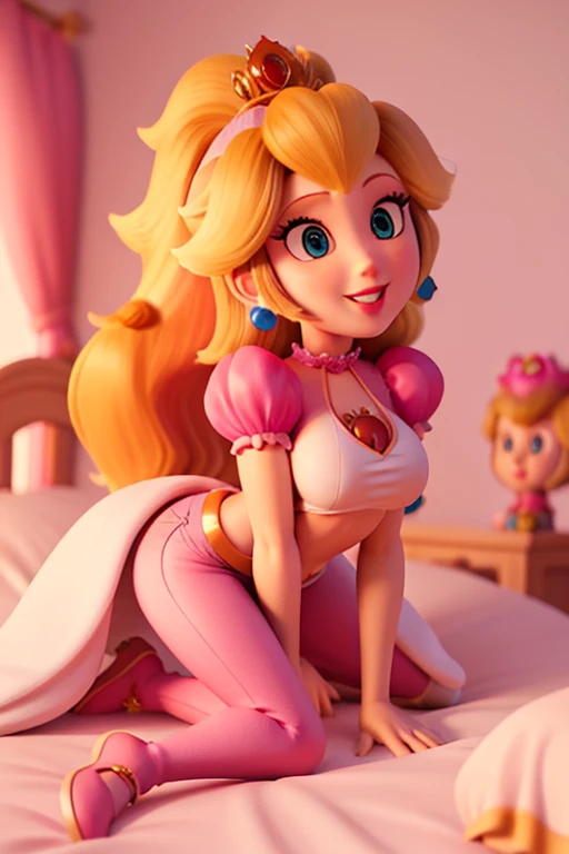 peach, princess peach), princess peach, huge bust cinematic shot, anime style 3d, High quality 8K detailed art, Super detailed representation, blonde hair princess,, detailed digital anime art, anime princess, a juicy human-like peach, , big breasts, red lingerie, Pornography, nude, no mutated