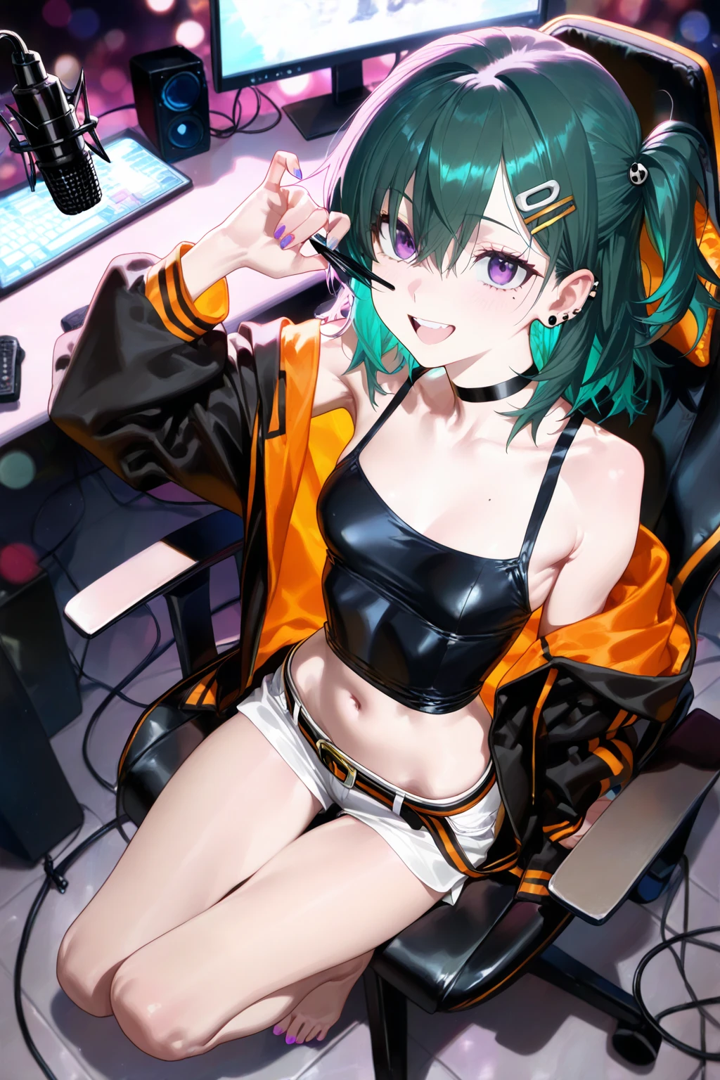 refazer corpo da personagem, refazer postura, refazer roupas, deixar corpo tatuado, roupas curtas, postura deitada, good anathomy, 4k
