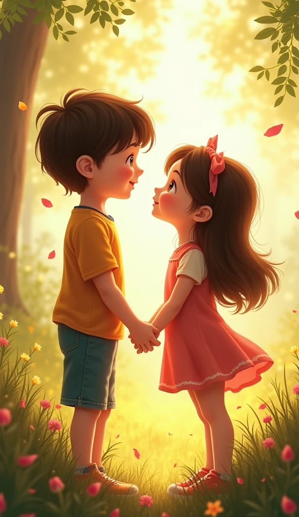 Creat a girl and boy who are friends after sometime boy and girl grow to geather
