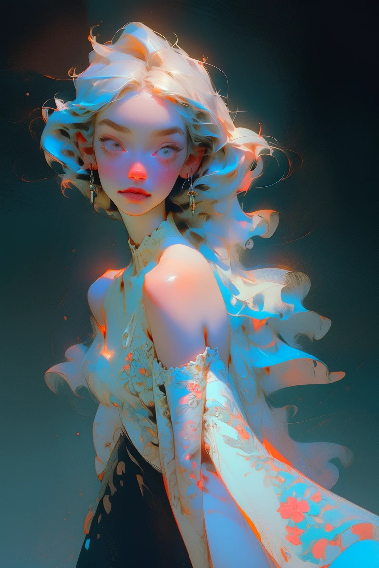  surreal rendering of a milfy-girl in a sheer-croptop-bikini, with shining-body from water-sunlight smooth colors blending together in a dreamlike haze. croptop with sheer clothing translucent fabric, surrounded by soft silky paint, silky lighting in windbreakerstyle