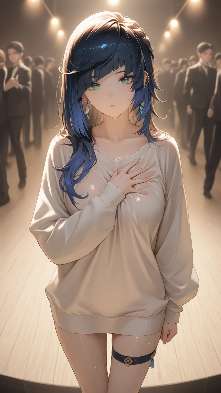 femele、Bangs that hide one eye、Sweaters、Angry、pov hand、Others touching a woman's breasts、Others rubbing women's breasts、Others hold women back