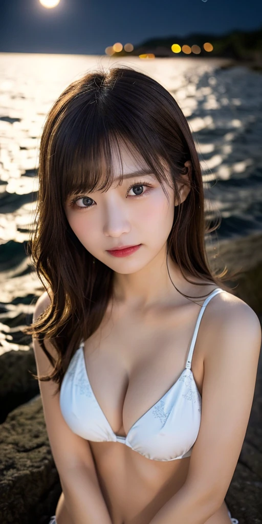 There is a woman in bikini holding a surfboard in the water, Asuka as a surfer model, A young and cute gravure idol, Young Gravure Idol, mayuri shiina, Young Sensual Gravure Idol, Young and skinny gravure idol, Bikini, humika baba, masterpiece, anatomically correct, textured skin, high details, best quality, 8k