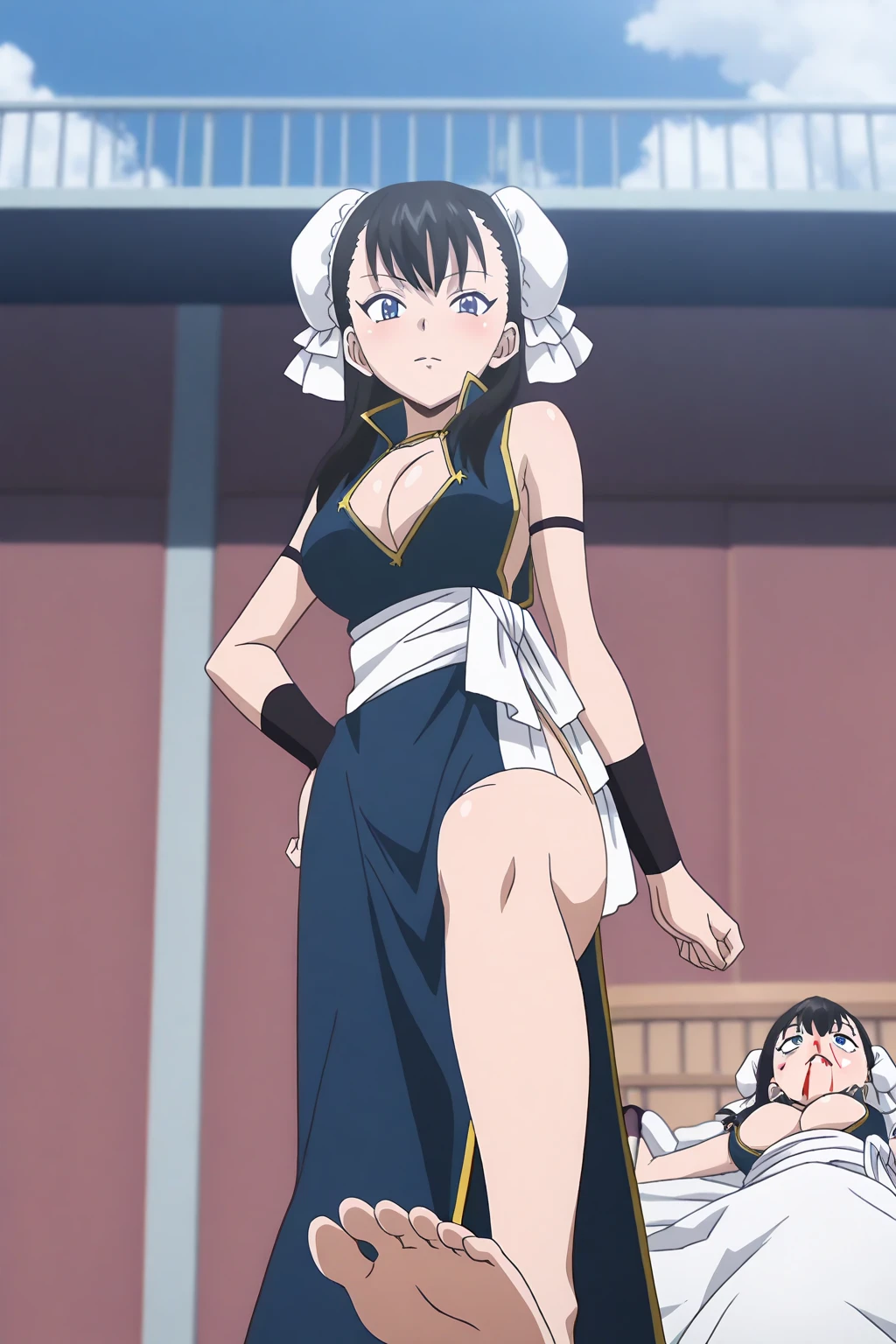 highres, sharp focus, pixiv masterpiece, ((intricate details)), highly detailed, 1girl, mature, black hair, single hair bun, purple eyes, hair bun, brown hair,Exquisite visuals, high-definition,masterpiece,best quality, 18yo,Young female,Beautiful Fingers,Beautiful long legs,Beautiful body,Beautiful Nose,Beautiful character design, purple eyes, perfect face, official art,extremely detailed CG unity 8k wallpaper, perfect lighting,Colorful, Bright_Front_face_Lighting,shiny skin, (masterpiece:1.0),(best_quality:1.0), ultra high res,4K,ultra-detailed, photography, 8K, HDR, highres, absurdres:1.2, Kodak portra 400, film grain, blurry background, bokeh:1.2, lens flare, (vibrant_color:1.2), (beautiful_face:1.5),(narrow_waist), ,NSFW,maid,short skirt, from behind, bent over, ass, pink panties, upskirt,spread legs, all fours, cameltoe,looking back, on knees, kneeling,looking at viewer