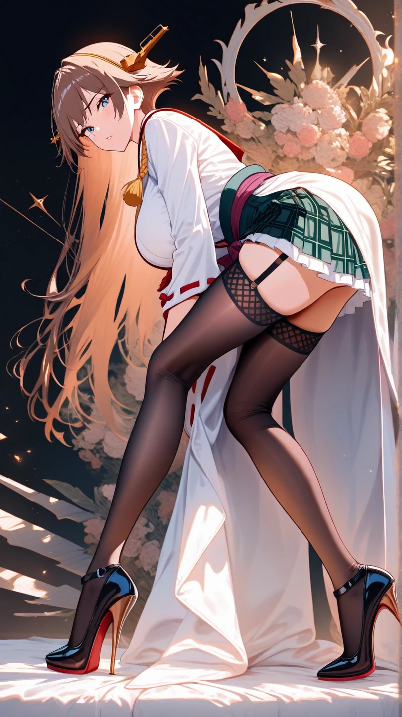 NSFW, She holds the back of her skirt with her hand to keep it from rolling up against the wind coming from behind.
However, the wind was so strong that she could not turn up the back of the skirt, but the front of the skirt was turned up and her front of panties visible.