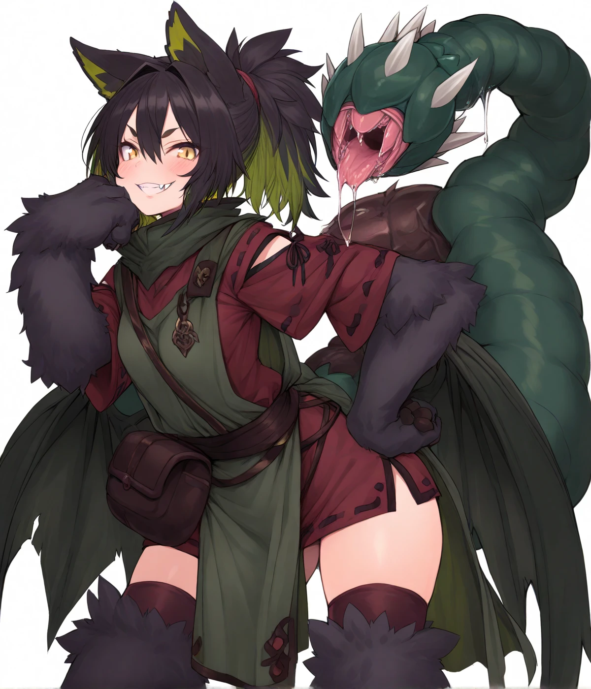 ((Highest quality)), ((masterpiece)), (detailed), (Black Dragon) (??????)
 ((In Arknights Style))  
((One Girl)) (love) green hair,Red Eye,Snakes,Long Hair,
(xenosexual ????)((??? with dragons)) ??? ??????????? 
  (Giant Dragon Thick Pemis) ((???????????)) ???????
(Sticky ?????))((Sticky))
((?内???????????))(Hot and glowing skin)(((Reproduction))) 
??????? face　((????????? shifting)) 　barefoot　Wet and see-through