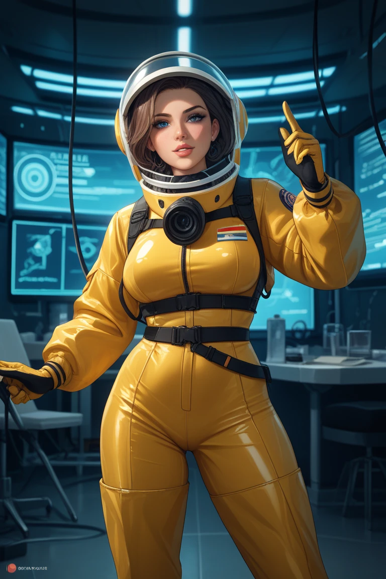woman space cadet, ((golden detailed retro art deco space suit)), chrome golden space suit, oversize, (character design sheet), (((different poses))), different angles