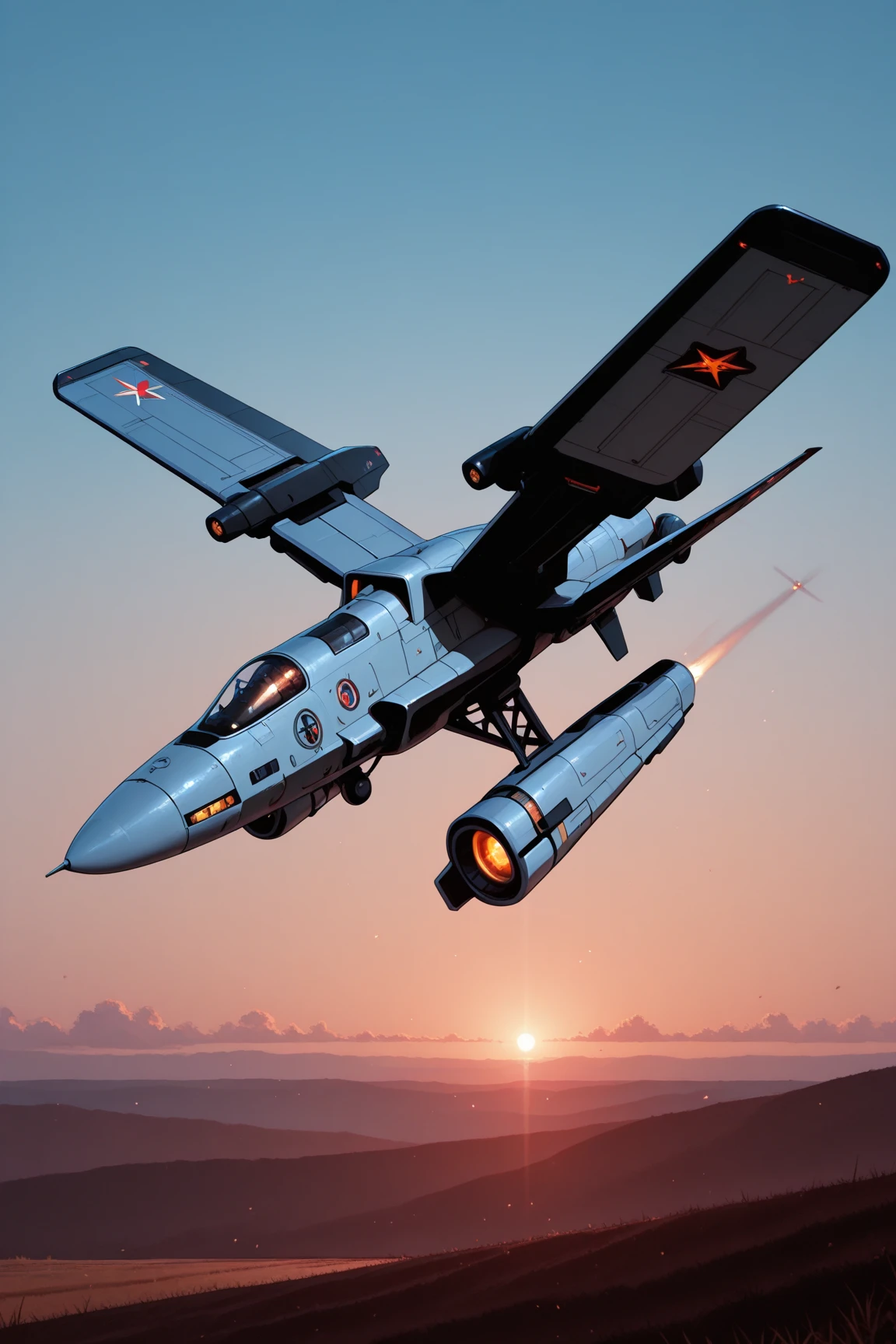 fighter jet, airplane, aircraft, no humans, flying, skyscrapers, military, on the moon, ground,