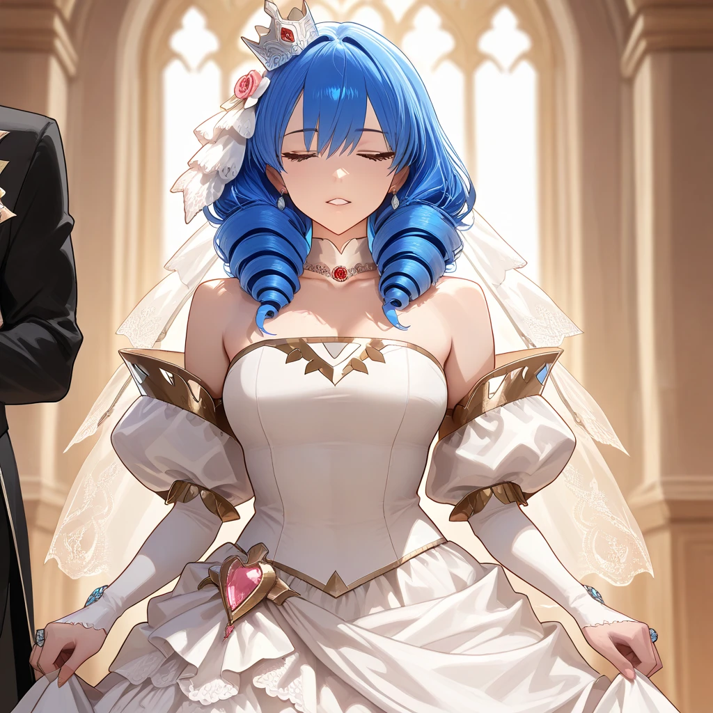 gran calidad ++ Extremely detailed high resolusionolution, very aesthetic, ojos expresivos, (((Cara perfecta))), (((face symmetrical))), ((good )), (((manos perfectas))), (((8k))), UHD, Fondo de pantalla HD, (((alta calidra detallada, (((((1girl)))))), solamente, Obra maestra, La mejor calidad, high resolusion, Altamente detallado, (illustration), hermosos ojos detallados, (((combatant))), ((((Date A Live)))), (((itsuka shiori))), (((natsuru senou))), ((((itsuka shidou)))), (((blue hair))), (((brown eyes))), (((straight hair))), (((((long hair))))), (((anime))), (((mature female))), (((gigantic breasts))), (((church))), (((wedding dress))), labios brillantes, They are smiling, guantes largos de raso blancos hasta el codo, ((((cuerpo completo)))), Guantes blancos de codo, Dedos detallados, Dedos precisos, Manos no antinaturales, strange eye,
