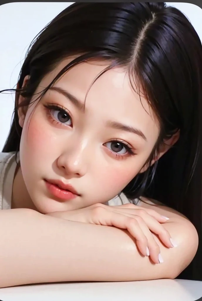 ((highest quality)), ((masterpiece)), (detailed),(nsfw),Vivid、Photorealistic、On the pink bed、cute、beautiful girl、Japanese、17 years old、Long Hair、Hair tied in a ponytail、underwear、camisole、high school student、Lying on your back、Climax face