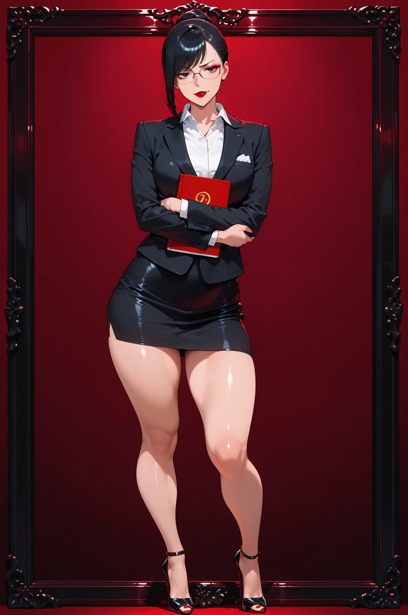 Judge, ulzzang-6500, (courtroom:1.5), gavel, (realistic:1.6), navel, (nude:0.3), (public nudity:0.5), (suit:1.5), (center opening:2), cleavage, navel, v-neck, <lora:objectionAceAttorney_objection:0.7>,objection, ace attorney, pointing, portrait,1girl,focused,solo,2 legs, perfect face, innocent,(flat_chest:1.3), blurry background, bokeh, depth_of_field,motion blur, best quality, photo_background, intricate details, masterpiece,chromatic aberration,(realistic, photo-realistic:1.77),physically-based rendering,radiosity