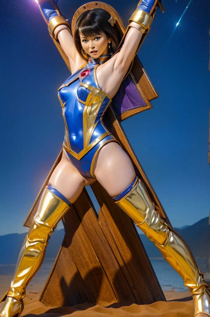 One girl,alone,DQ4-Arena,Blue Cape,Blue hat,boots,Curly Hair,Earrings,Long Hair,Orange gloves,Orange Hair,Red eyes,No sleeve,Yellow Dress,Yellow Skirt,Dynamic pose,(Shiny,Shiny dress:1.1),V-shaped eyebrows,Fine weather,(masterpiece:2.0),(best quality:1.4), (Super detailed),nsfw,spread pussy,(pussy juice:1.5),(fighting stance:1.6),crowd,town,moon night,from below,(girl trembling with sexual climax:2.0),(sweat:2.0),long nipples, , outdoors, (Perfect hands, Perfect Anatomy),(clothes lift:1.5),clenched teeth,orgasm,Large Breasts, cute, (bare breasts:1.6),(wet:1.6),leaning forward,nipple piercing,(cum on body:1.2),(excessive cum:1.2),pubic tattoo,orgasm,no panties, Pussy,Outdoor Exposure、Pussy Flashing In Public,no underhair,real Pussy Rubbing、No Underwear,(cum in pussy:1.1),looking away,no scrotum,Nipples　See-through,no Breeding chestnuts,Huge clitoris,clothes break