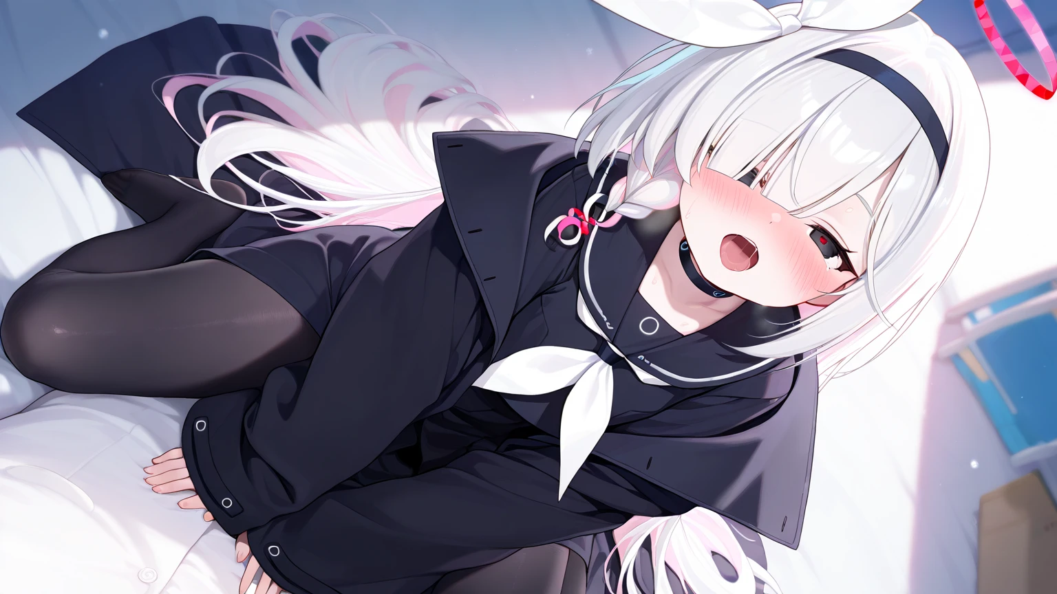 simure, incredibly absurdres, best quality, amazing detail, 8k, 4k, ears down, 1girl, sad, bunny ears, animal ears, animal ear fluff, comb over and low twintails, grey hair, sweater dress, cowboy shot