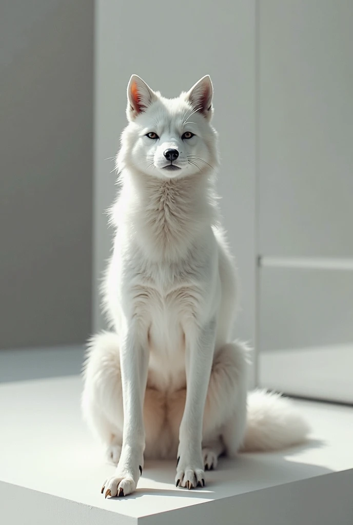 Realistic,((photorealistic)),sharp,(best quality,masterpiece:1.4),male anthro (arctic fennec:1.1),medieval village background,
highly detailed,realistic fur,detailed fur,detailed eyes,realistic eyes,plantigrade,blue eyes,pinup,(slim),girly,pinup,snow,(smile),nude slim lithe realistic lifelike white anthro arctic fox,((long legs:1.1)),((realistic)),fluffy hands,((white body)),fluffy tail,small head,looking at viewer,young,sitting,crossed legs,
